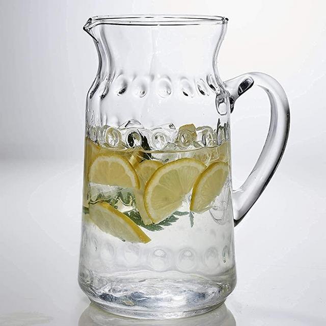 Glass Water Pitcher – 77 Oz. Hammered Tea Pitcher By Home Essentials & Beyond – Practical Juice Pitcher , Every Day Use, Elegant Serving Beverage Carafe For - Water, Juice, Sangria And Cocktails.