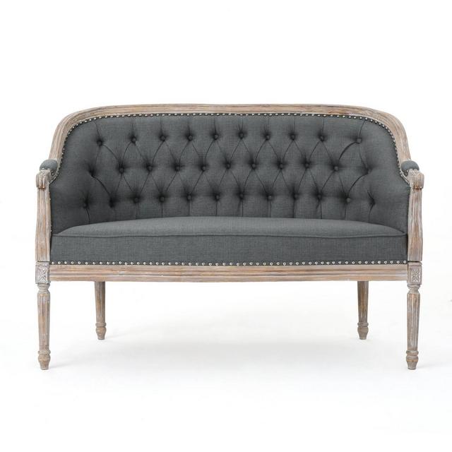 Faye Classical Tufted Loveseat Dark Gray - Christopher Knight Home