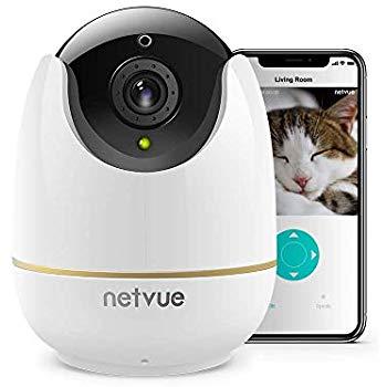 NETVUE Home Security WiFi Camera, Compatible Alexa Echo Show,2 Way Audio Night Vision,Wireless IP Camera Motion Detection P/T/Z,TF Card Record, Baby Monitor (Black)