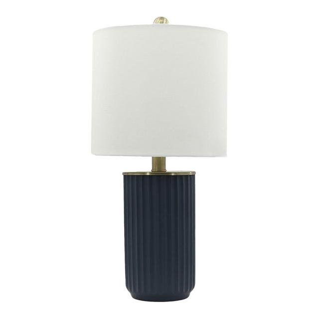Navy Resin and Brass 19.5-Inch 60-Watt Lamp with Linen Shade
