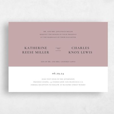 Taupe, Purple Wedding Invitation - Potter Classic