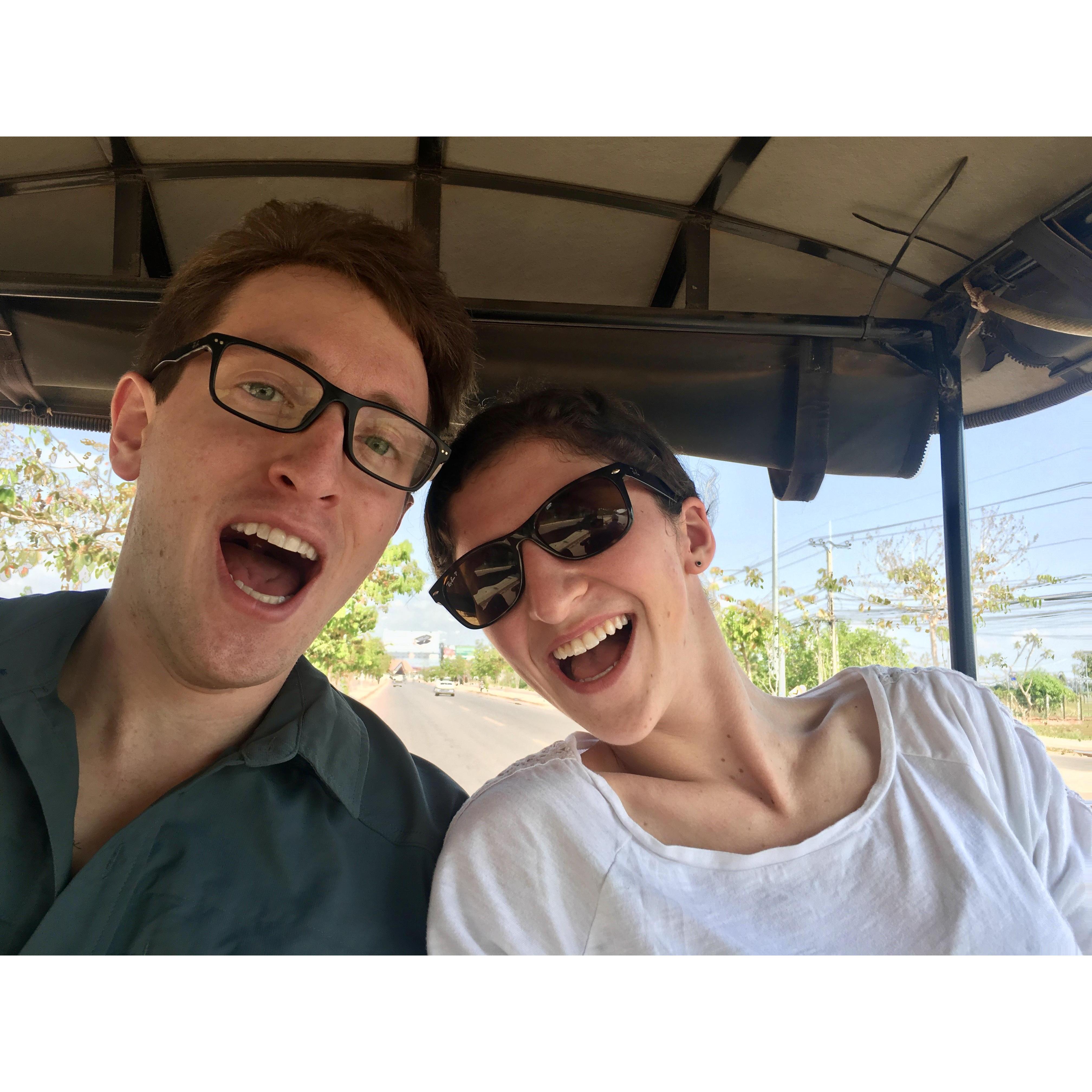 Our first tuk-tuk ride in Thailand!