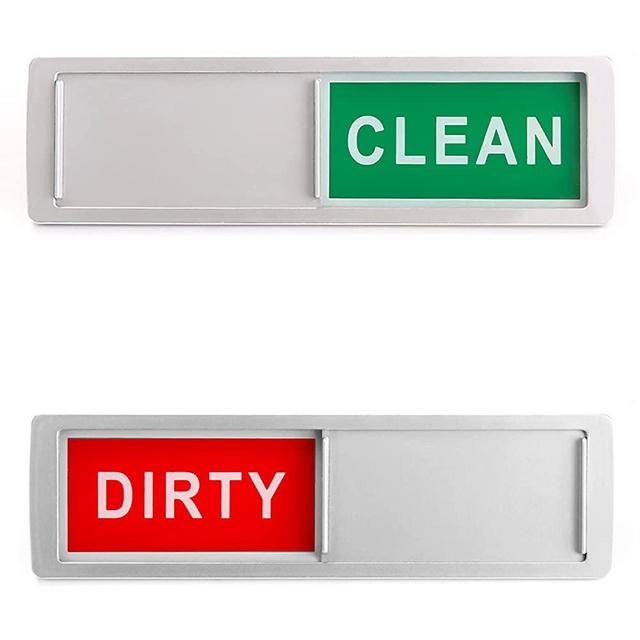 KitchenTour Clean Dirty Magnet for Dishwasher Upgrade Super Strong Magnet - Easy to Read Non-Scratch Magnetic Silver Indicator Sign with Clear, Bold & Colored Text