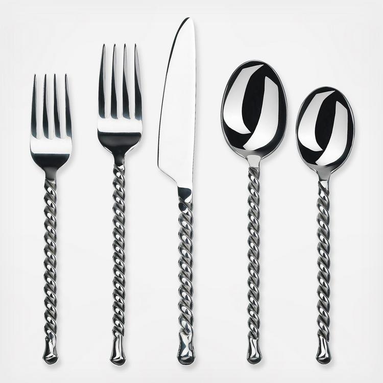 Juego De 4 Tenedores De Cena Gourmet Settings Twist & Shout - Acero Inoxidable 18/10, Color Negro