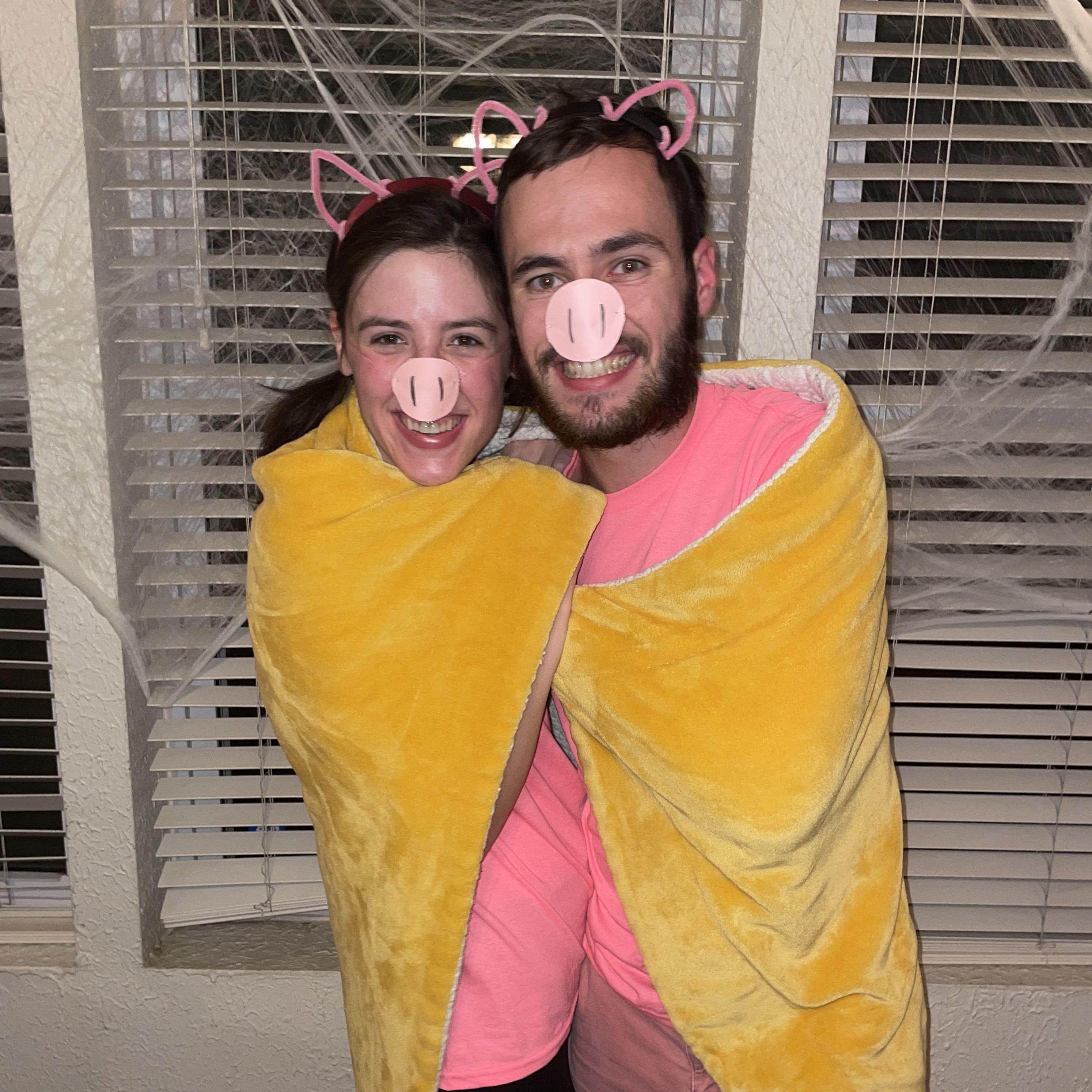 Our "pigs in a blanket" halloween costume