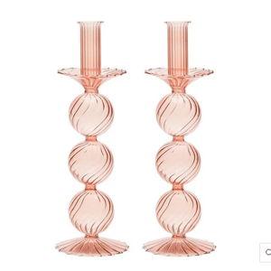 Iris Tall Candle Holder in Blush, Set of 2 in a Box