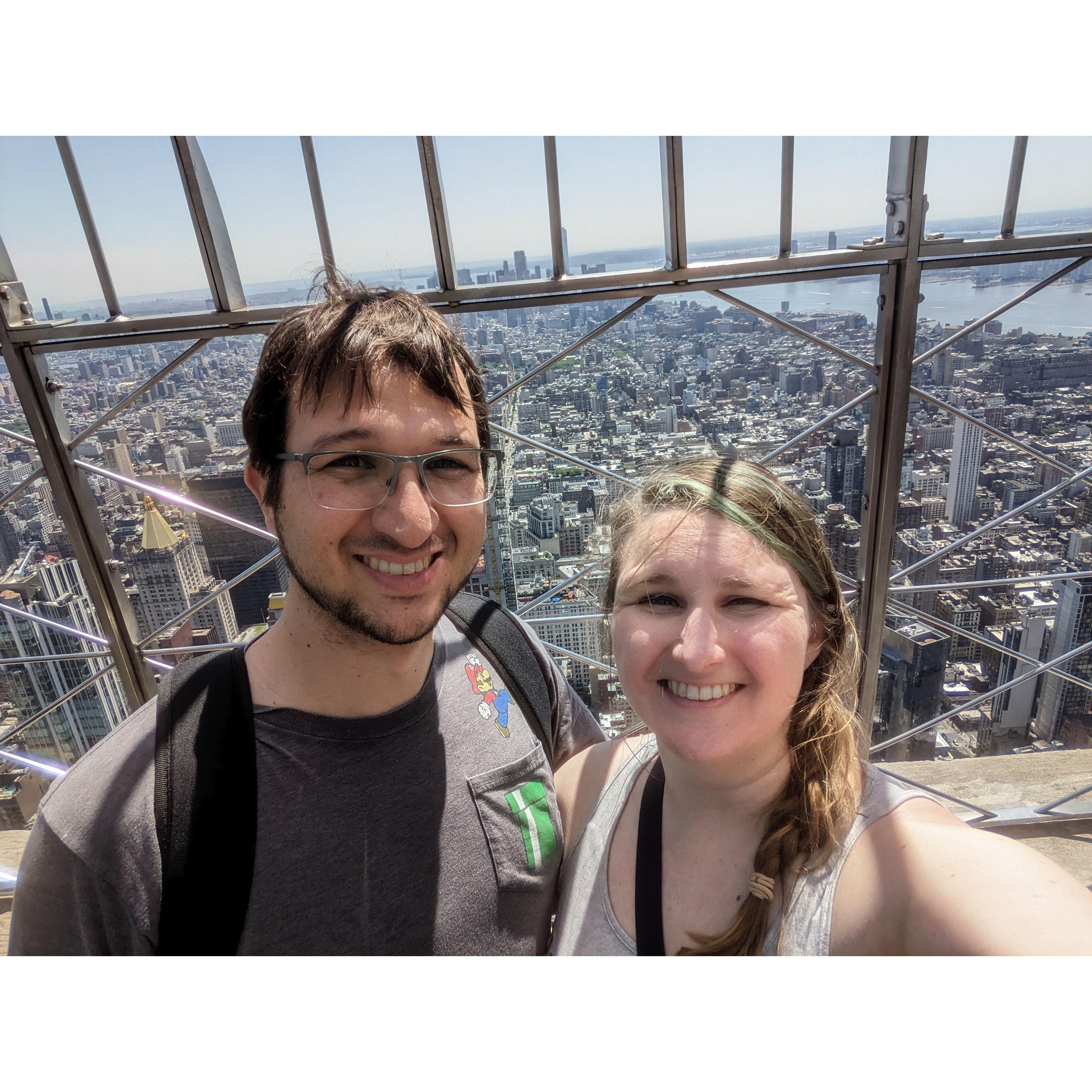 The couple overlooking the great City of New York, a wonder of the modern world.