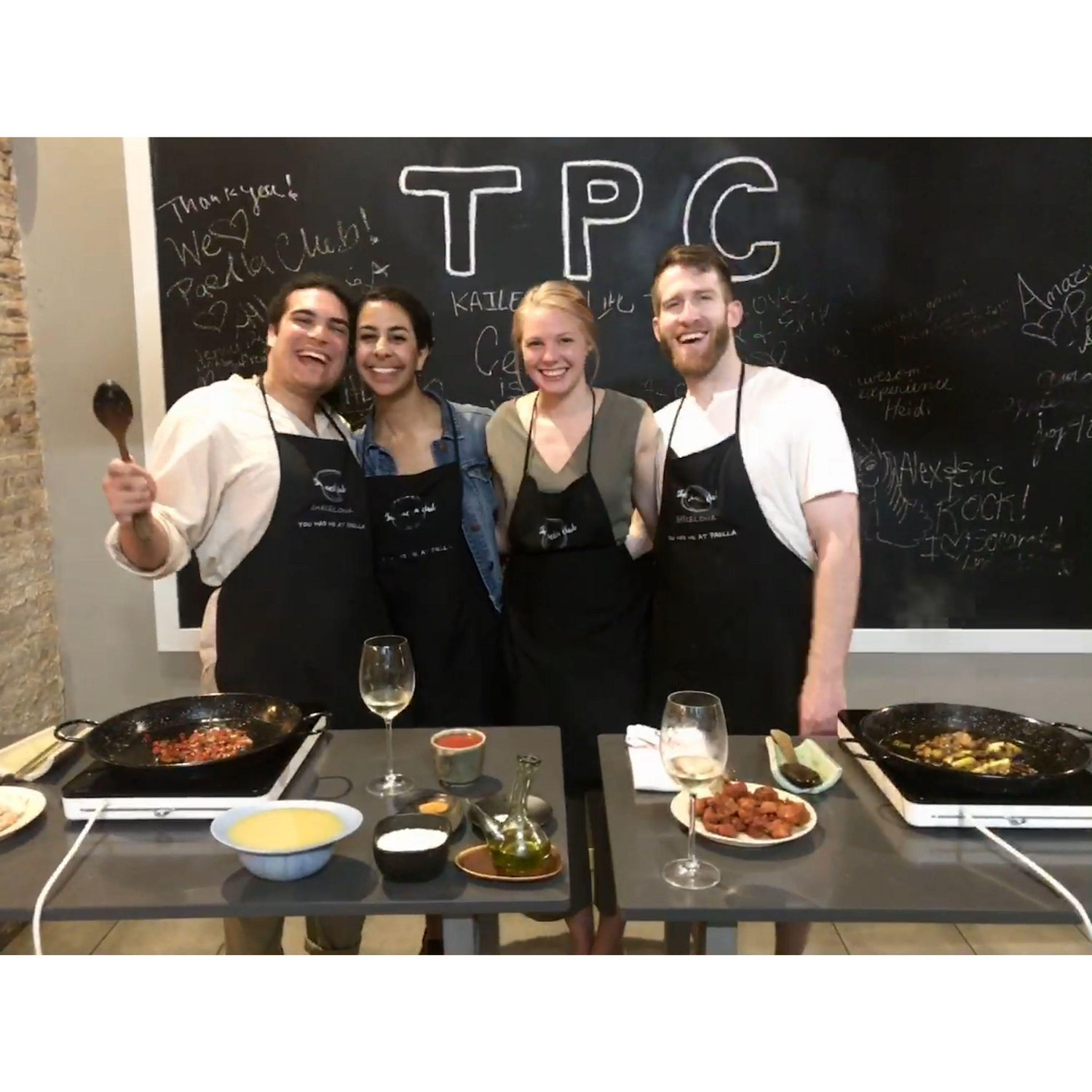 Making paella - but mostly drinking cava - in Barcelona, June 2019