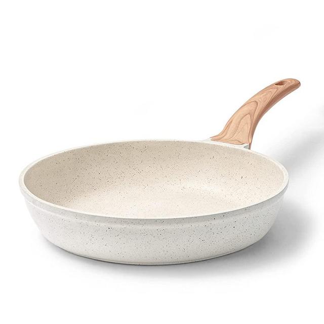 CAROTE Non Stick Skillet Pan Egg Pans, 8" Nonstick Frying Pan for Cooking, Induction Cookware Chef's Pan Omelette Pan, PFOA Free (White Granite, 8-Inch)