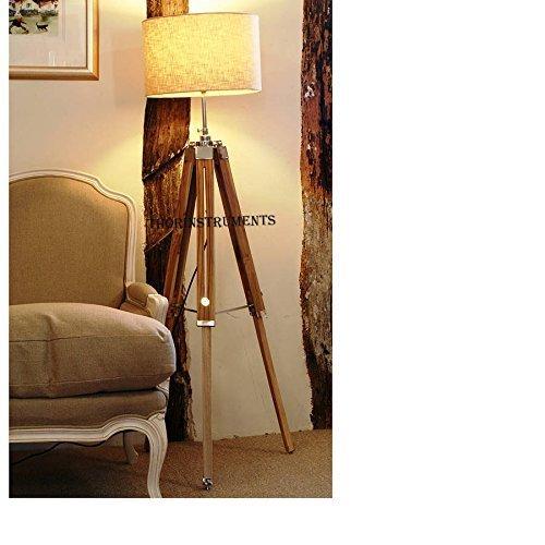 Thor Instruments Co. Vintage Classic Teak Wood Tripod Floor Lamp Nautical Floor Home Decor lamp