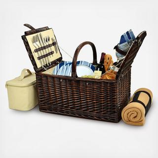 4-Person Buckingham Picnic Basket with Blanket