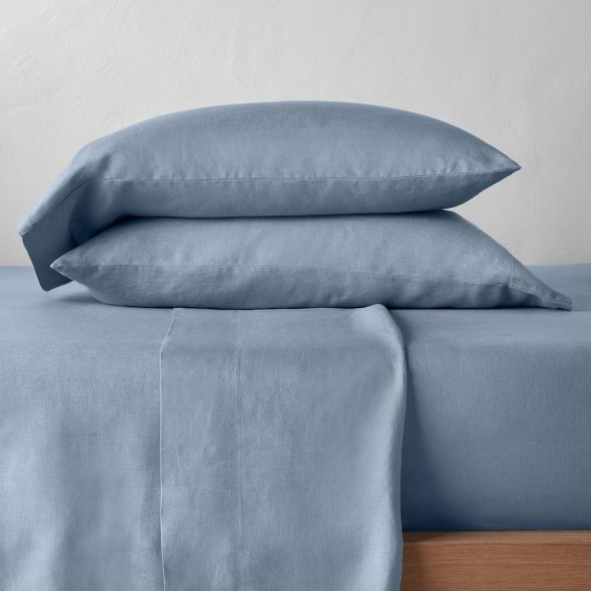 100% Washed Hemp Solid Sheet Set - Casaluna™ (King, Deep Sky Blue)