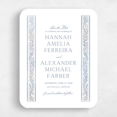 White Rounded Wedding Save the Date - Viridian Portrait