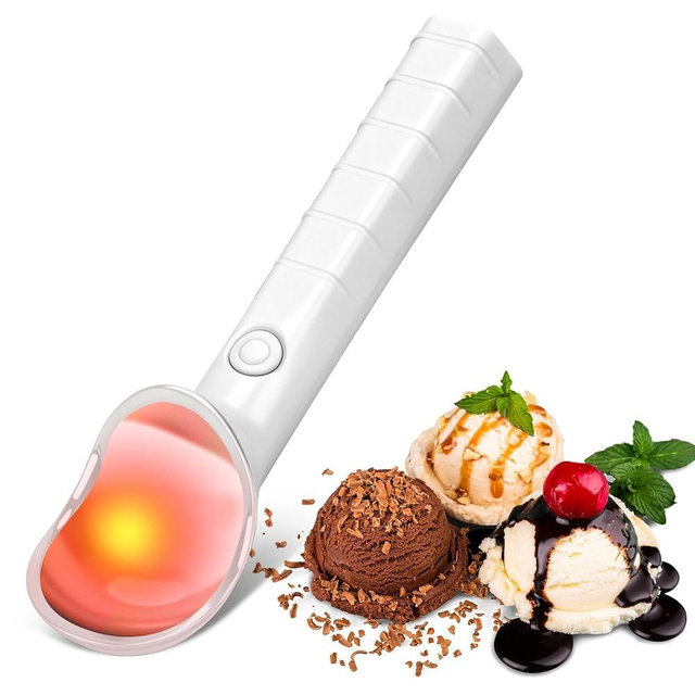 Heated Ice Cream Scoop, 2026 Newly upgraded Rechargeable Electric Icecream Scooper,Heats to 158°F for Hard Ice Cream, Waterproof, Easy to Clean, Easy for Seniors & Kids (WHITE)
