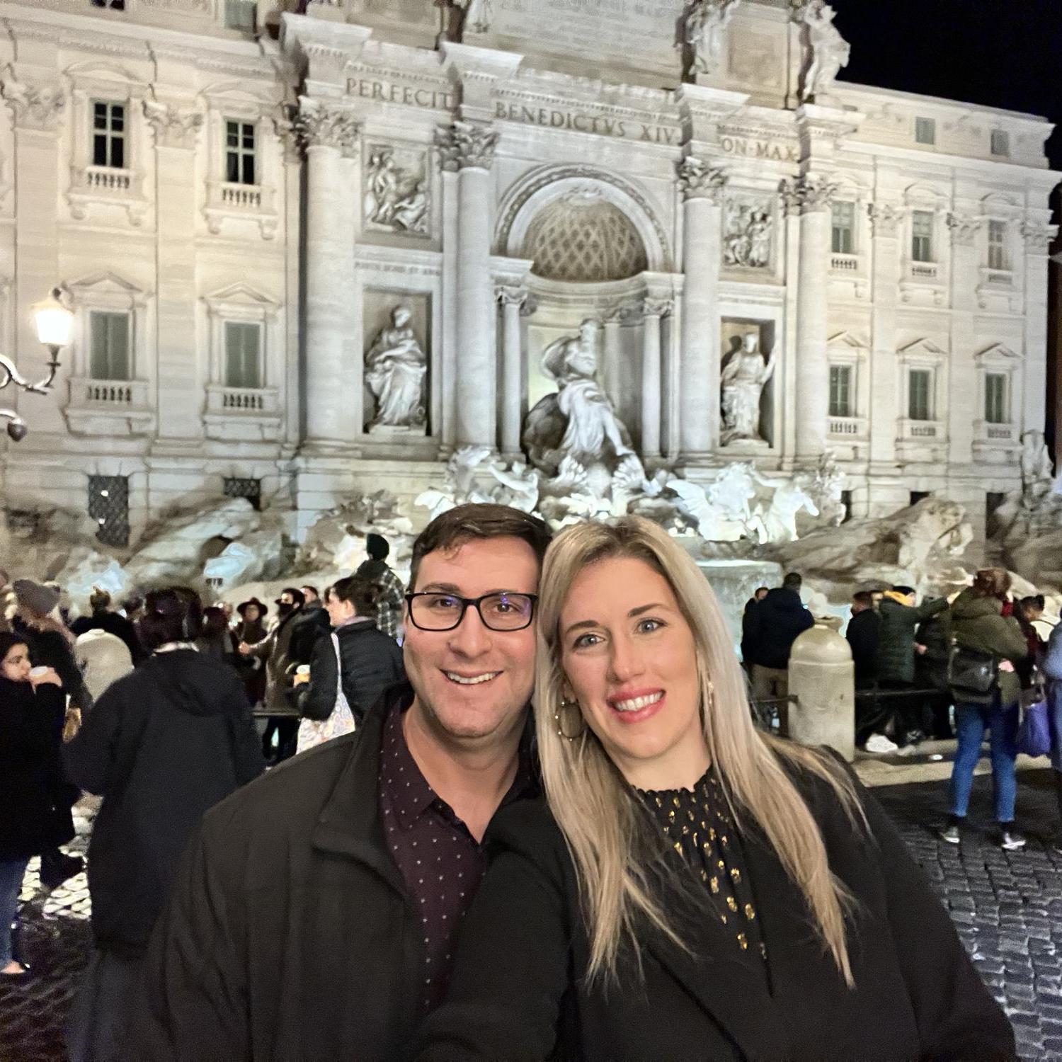 Feeling lucky in love at the Trevi Fountain. Our first trip to Italy in December 2021