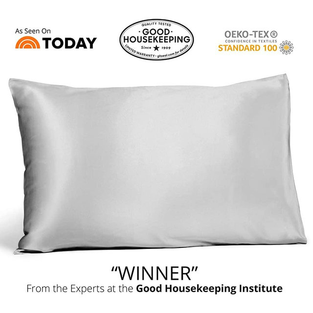 Fishers Finery 25mm 100% Pure Mulberry Silk Pillowcase Good Housekeeping Winner (Gray, Standard)