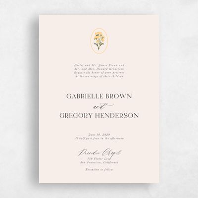 Beige Floral Wedding Invitation - Nelia Portrait