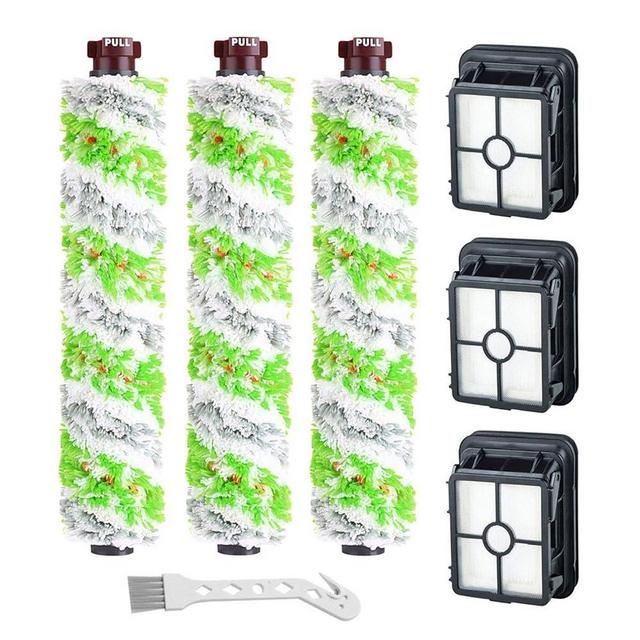 Lemige Brush Filter Replacement Parts for Bissell CrossWave Vacuum 3888A 1785 Pet Pro 2306A Cordless Wet Dry Vac, 3 Pack 2460 Multi-Surface Pet Brush Roll & 1866 Vacuum Filter, Part 1613568 1608684