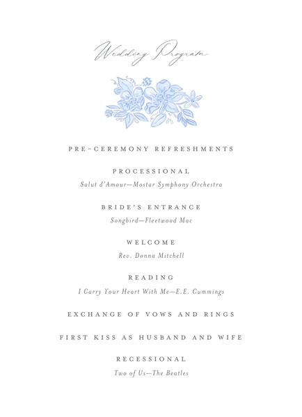 Siena | Dark Pastel Blue | Zola Wedding Programs
