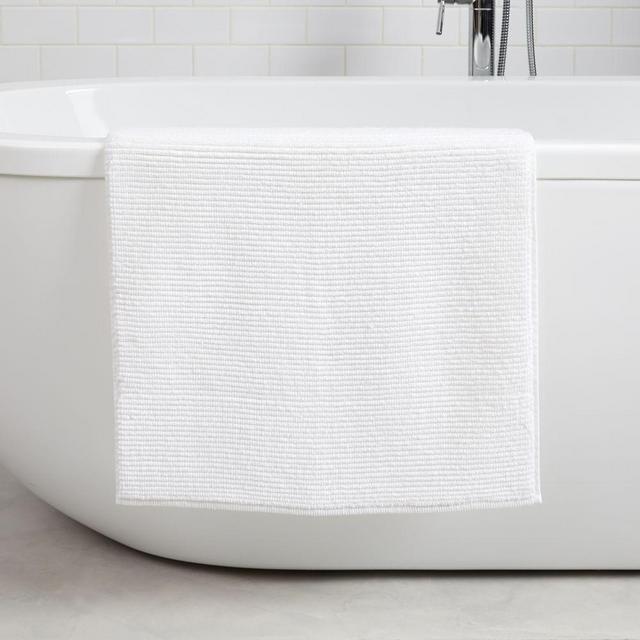 Organic Looped Ribbed Bath Mat, 20"x34", White