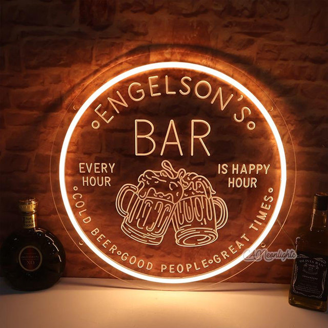 Personalized Bar Neon Sign,Open Bar Neon Sign,Whiskey Cocktail Tequila Bar Sign, Light Bar Sign For Husband,Valentine's DayGifts,Beer Signs