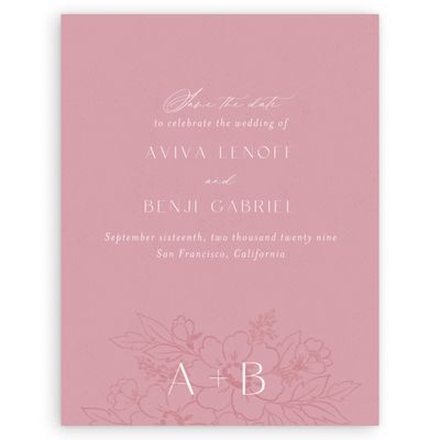 Dusty Pink Wedding Digital Save the Date - Oriabel Portrait