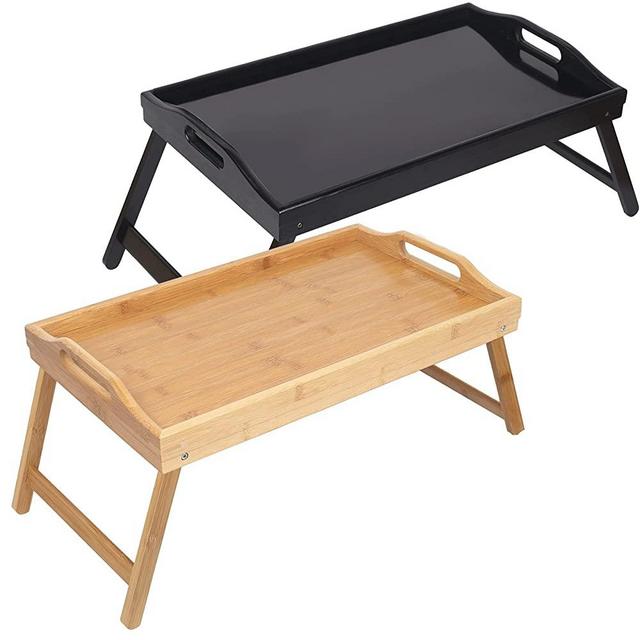 Bed Tray Table with Folding Legs Wooden Serving Breakfast in Bed or Platter Tray,TV Table Laptop Computer Tray Snack Tray Large Size