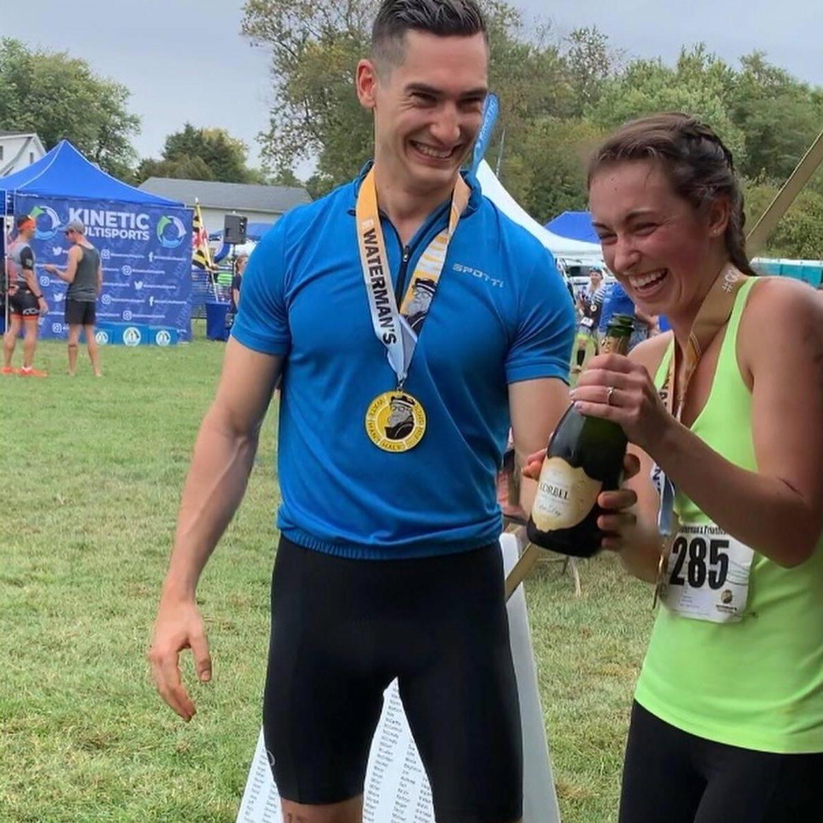 We had champagne before water after the "engagement race"