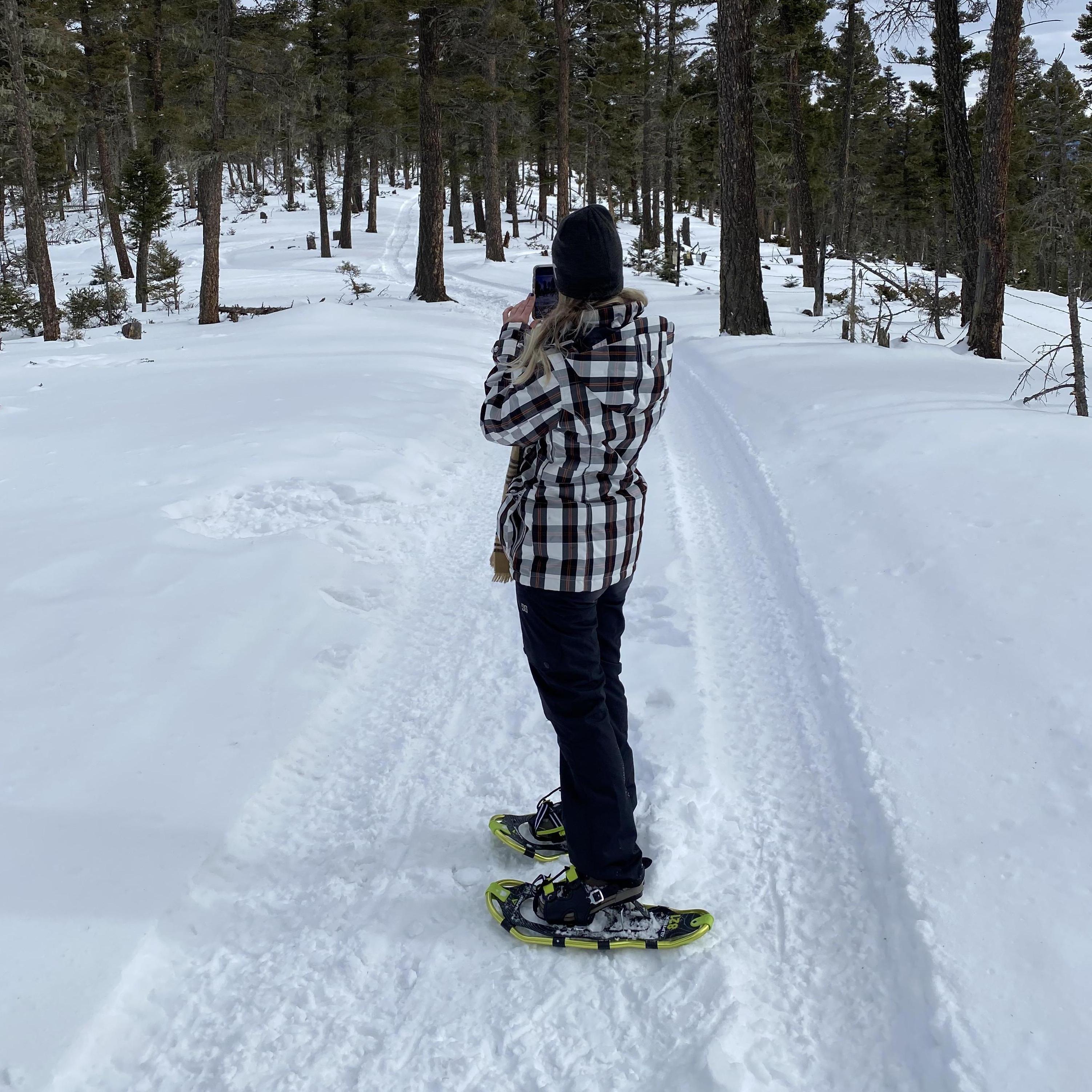 Snowshoeing on engagement day, just before James popped the question!