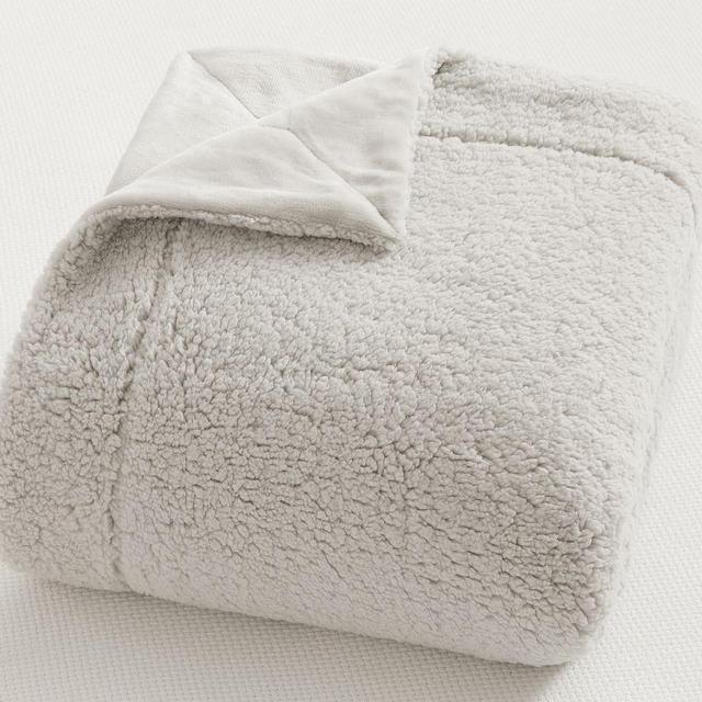 Gray Marshmallow Sherpa Blanket, Full/Queen