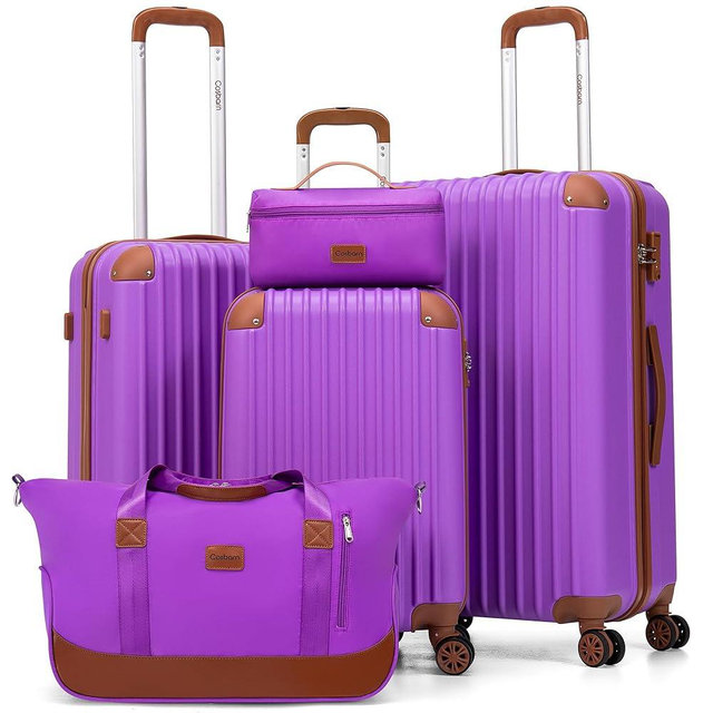 Cosbarn Luggage Sets 5 Piece Suitcases with Wheels, Suitcase Set ABS Hard Case Luggage with TSA Lock Spinner Wheels Durable Travel Luggage