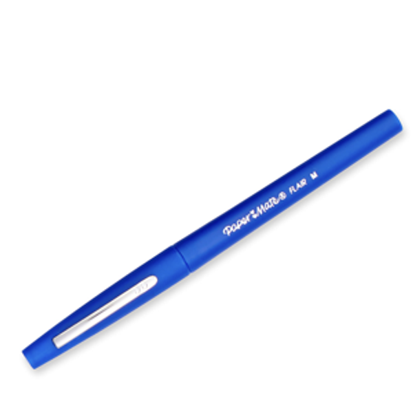 Paper Mate Flair Felt Pen, Medium Point, 0.7mm, Blue Ink, Dozen