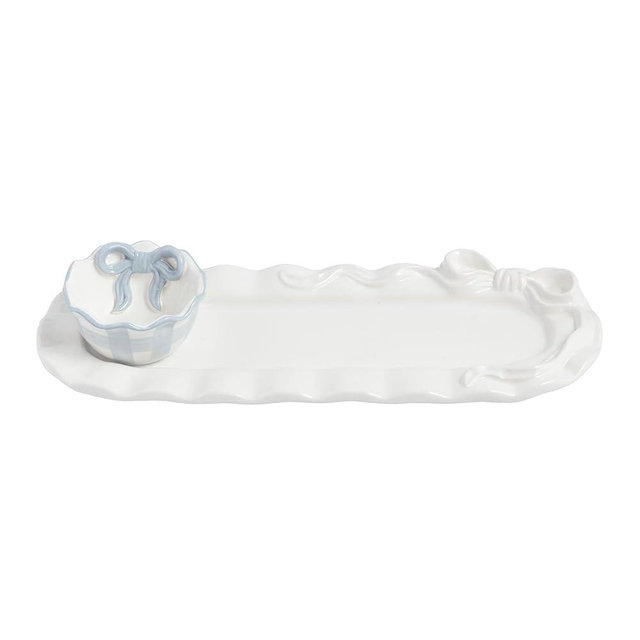 Mud Pie Ceramic Bow Tray And Dip Set