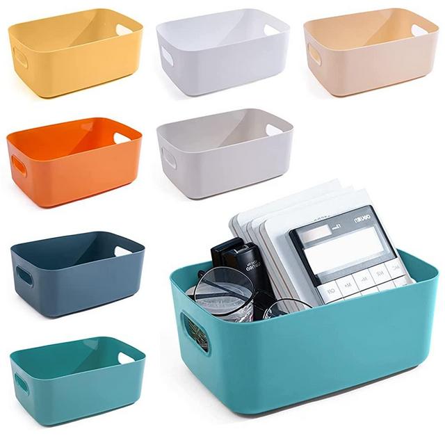OWill 7-pack Plastic Storage Basket, Multiple Colour Storage Boxes, Organizing Bins for Kitchen Storage, storage boxes (LARGE)