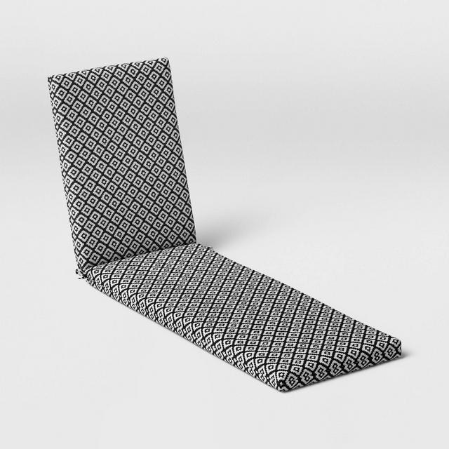 Woven Geometric Diamond Chaise Cushion DuraSeason Fabric™ Black - Threshold™