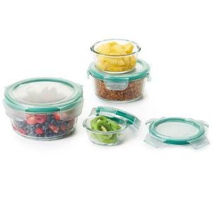 8 Piece Smart Seal Glass Round Container Set