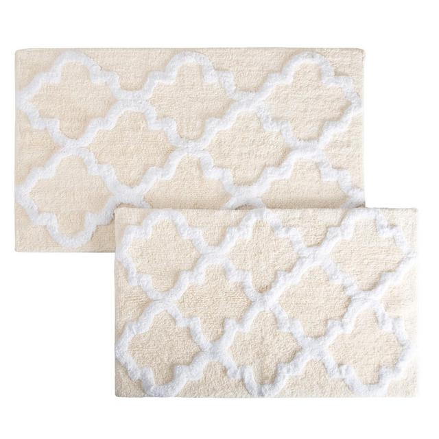 2pc Trellis Bath Mat Set Beige - Yorkshire Home
