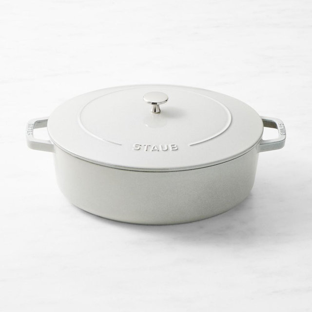 Staub Enameled Cast Iron Wide Oval Dutch Oven, 6 1/4-Qt., White Truffle