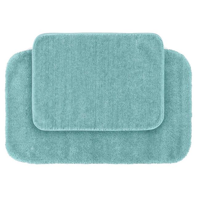 Garland 2 Piece Traditional Washable Nylon Bath Rug Set - Sea foam