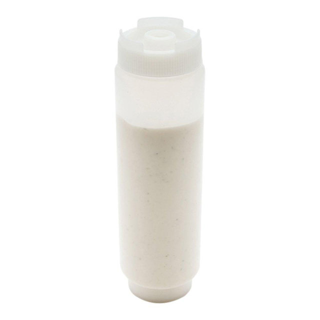 FIFO Inverted Plastic Squeeze Bottle with Refill and Dispensing Lids - First In First Out - Perfect for Restaurants, Catering, and Food Trucks - 1ct box - Restaurant ware, 16 oz, Clear