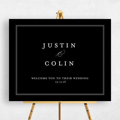 Black Wedding Sign - Classic Border Landscape