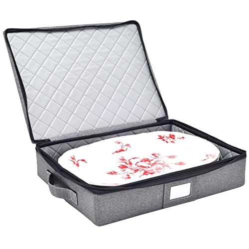 Platter Storage Case, Inside Measures 16.5'' x 12.5'' with Quilted and Padded Surfaces - Structured Top, Bottom and Sides, Felt Dividers Included