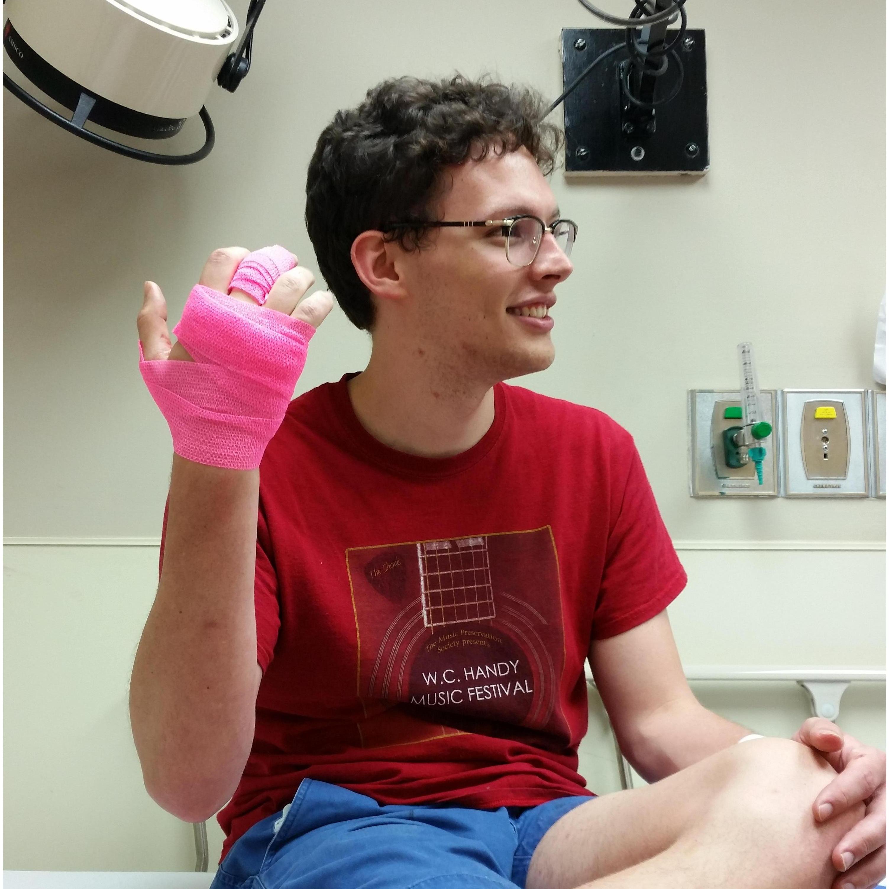 That time he had to get stitches...