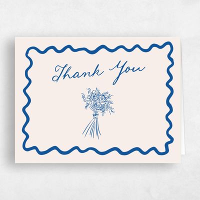 Blue Whimsical Wedding Thank You - Cerise Landscape