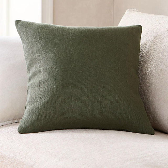 Relaxed Linen Layering 20"x20" Burnt Green Throw Pillow Cover