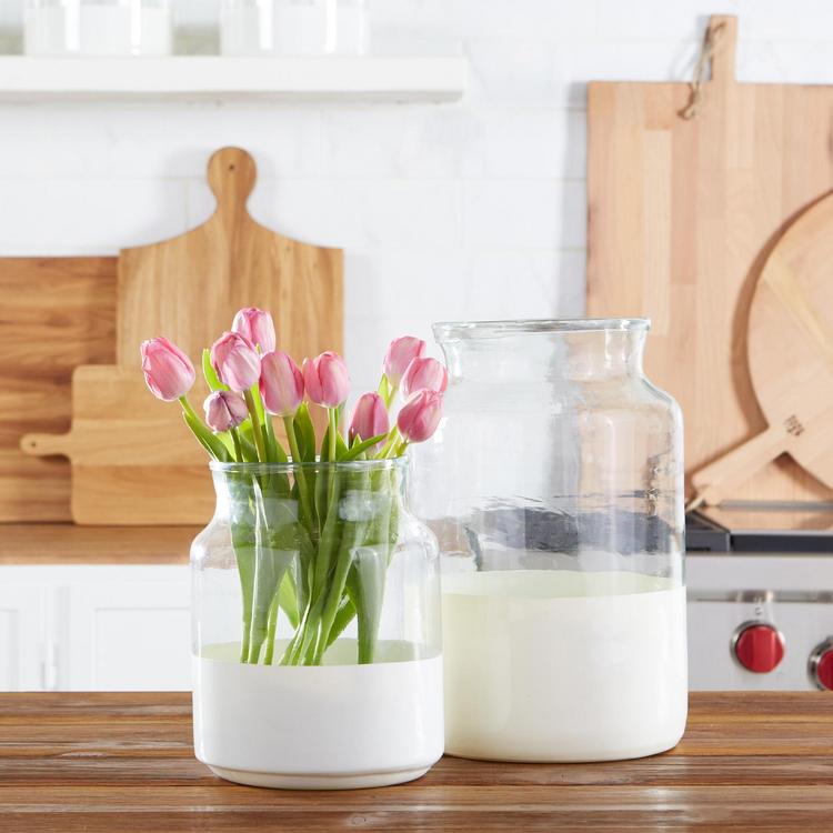 White Colorblock Mason Jar, Small