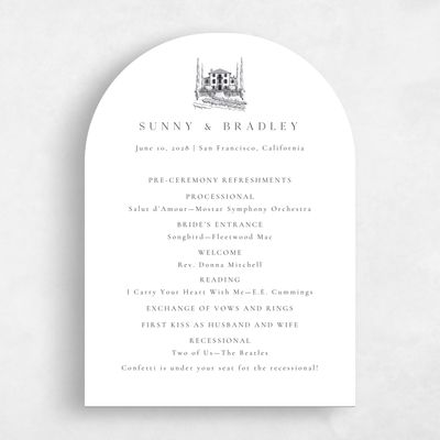 White Arch Wedding Program - Floris