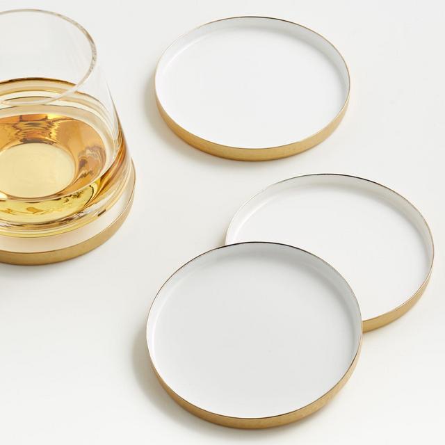 Pheline Hammered Brass Coasters, Set of 4
