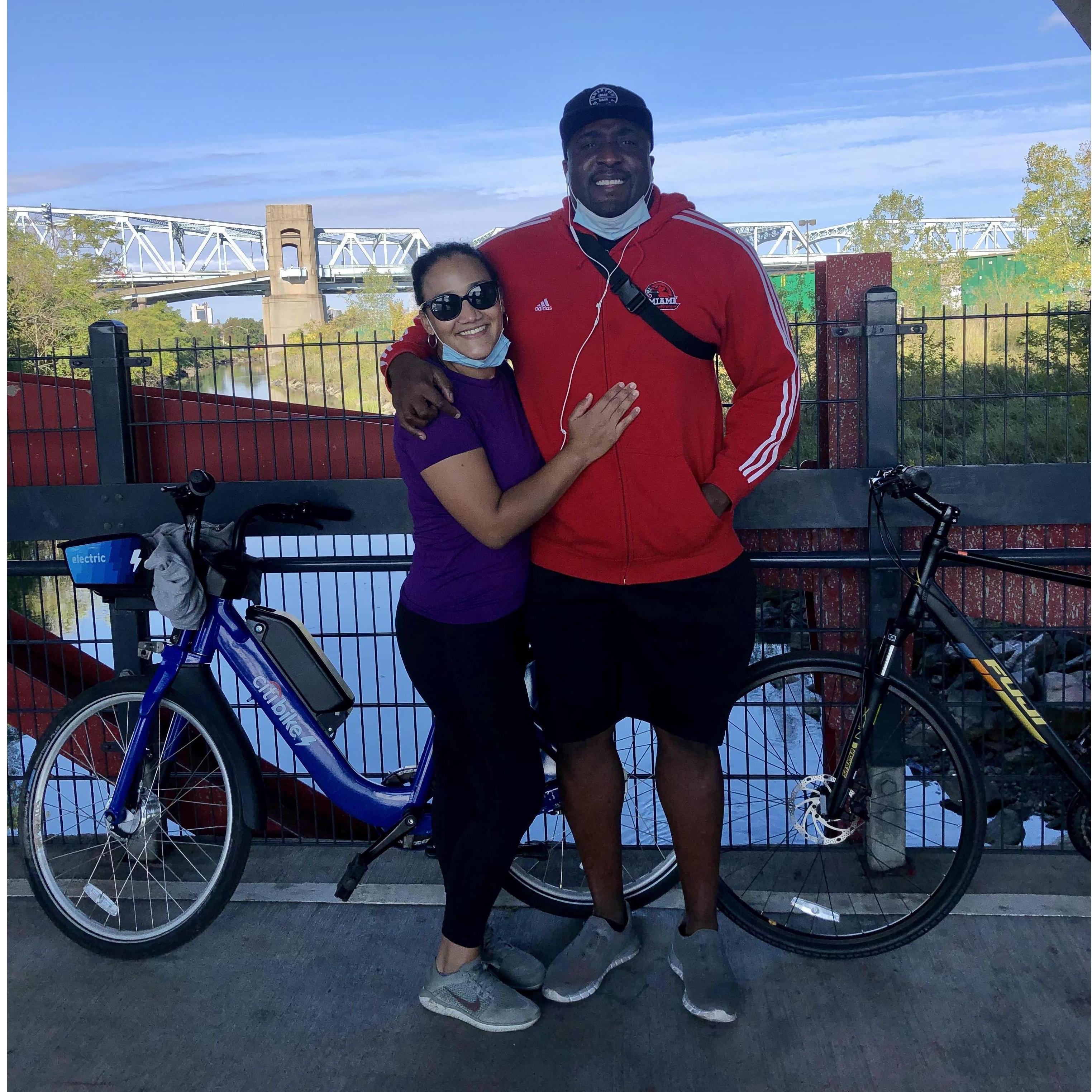 How Daniel got Melanie to enjoy riding a bike for fun?! One will never know...