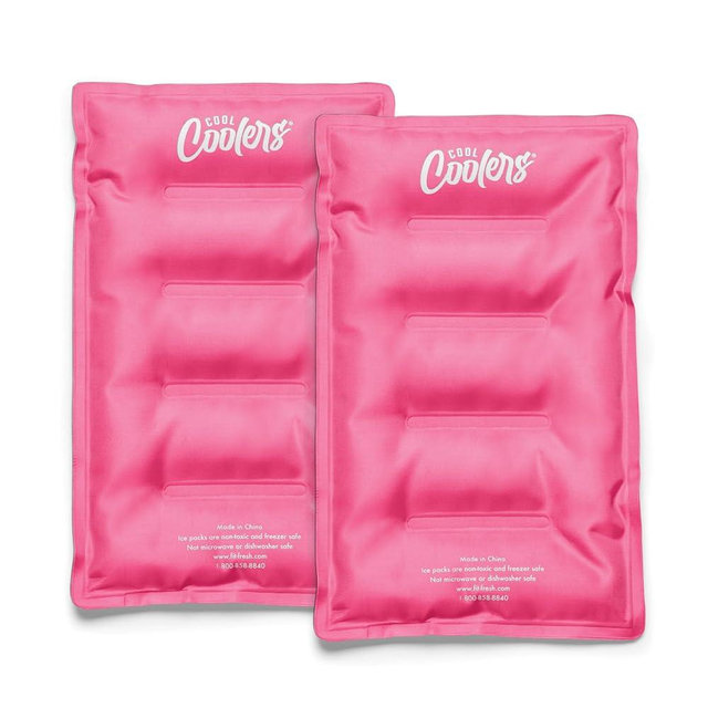 Cool Coolers by Fit & Fresh 2 Pack Soft Ice Packs for Cooler, Flexible Stretch Nylon, Lunch Box Ice Packs, Ice Packs for Lunch Boxes, Large Reusable Freezer Packs, Hot Pink